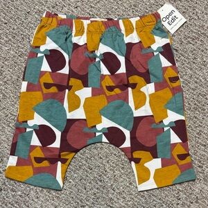 Open Edit Kids Geometric Print Harem Shorts - Mustard, Teal, Maroon, size 7